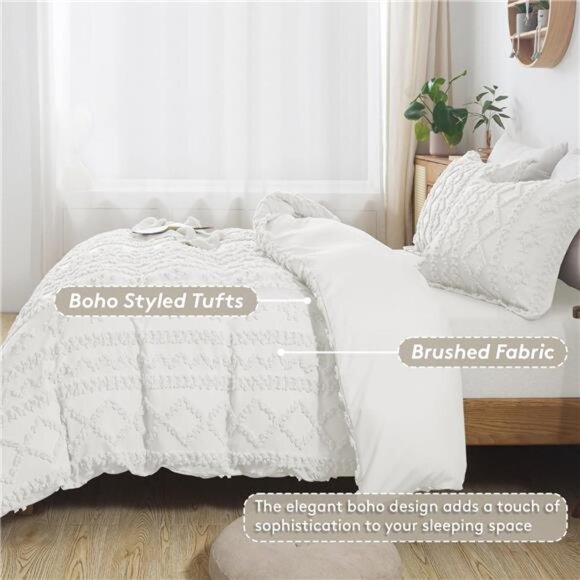 Boho Duvet Cover Queen Size Breathable Tufted Duvet Cover Set for All - Picture 2 of 7
